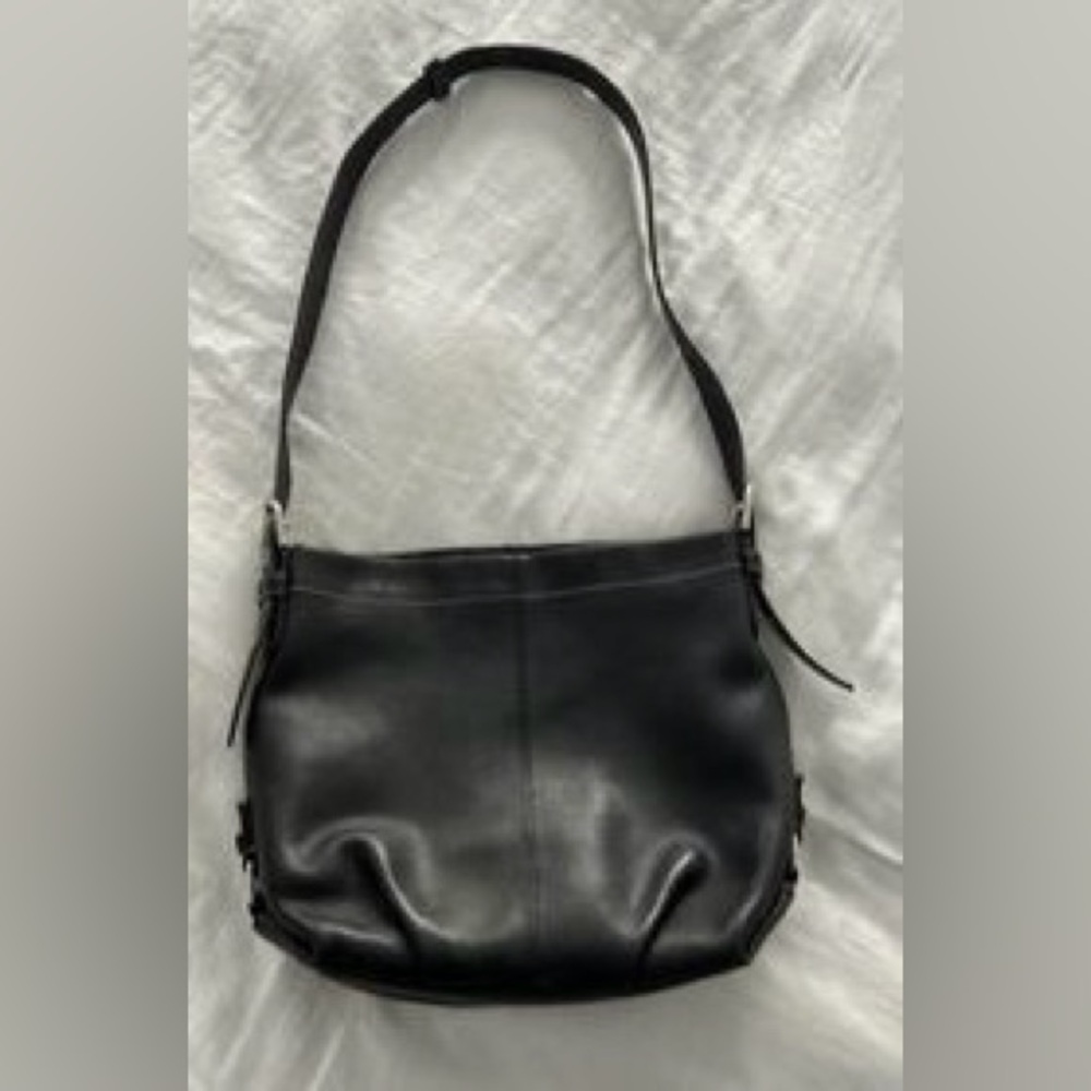 COACH BLACK LEATHER CROSSBODY DUFFLE PURSE PAID $450